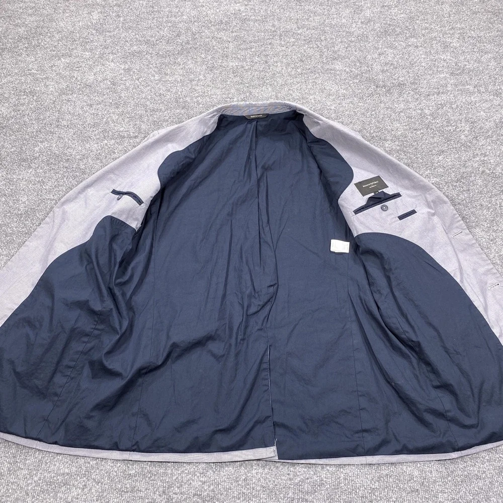 Banana Republic Blazer Jacket Mens 46 Long Slim Gray Cotton‎ Notch Lapel